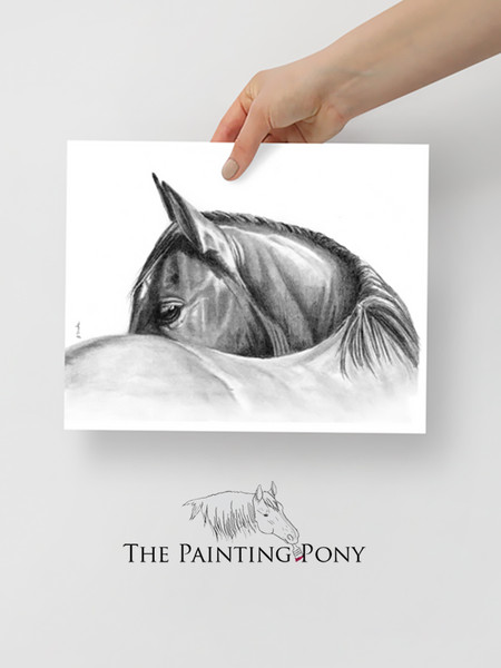 Graphite Horse Head Study Fine Art Print