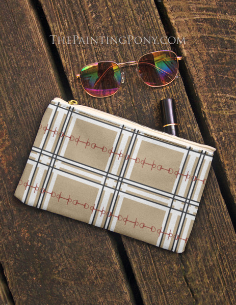 Classic Plaid Pattern Horse Bits  Accessory Pouch