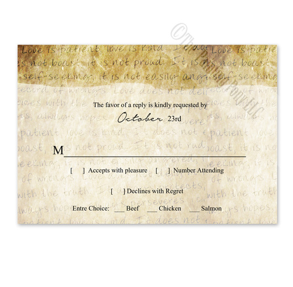 Vintage Love is Patient Wedding RSVP card (10 pk)