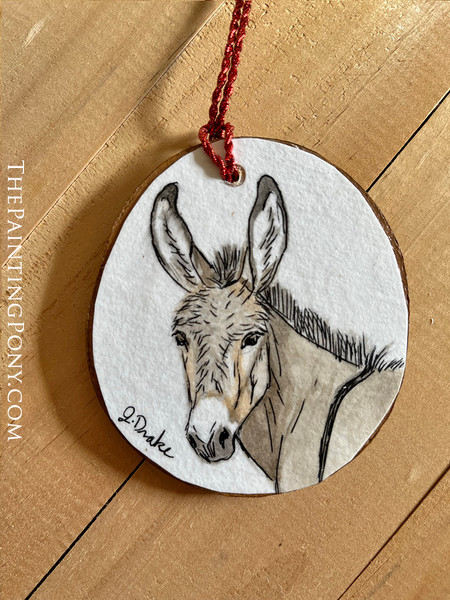 Cute Donkey ORIGINAL Hand Painted Watercolor Ornament