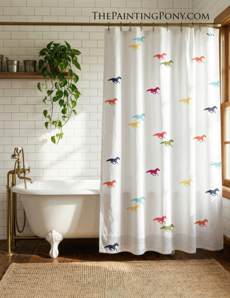 Racing Horses Equestrian Shower Curtain