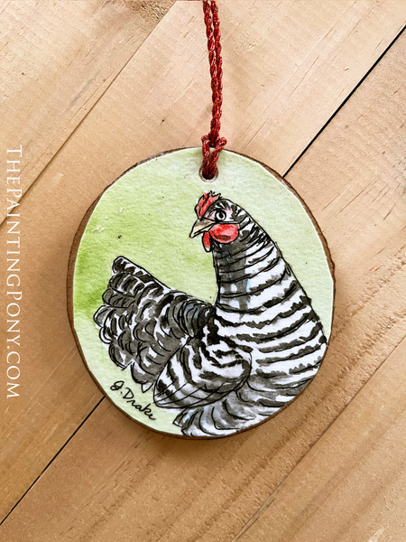 Bared Rock Hen ORIGINAL Hand Painted Watercolor Ornament