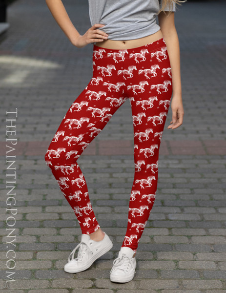 Snowflake Horse Equestrian Christmas Leggings