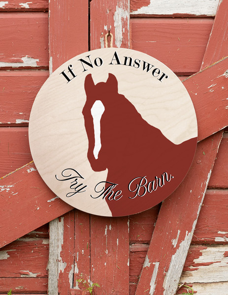 Try The Barn Equestrian Farmhouse Style Wood Door Sign