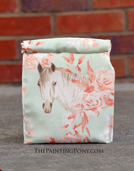 Floral Horse Head Art Equestrian Insulated Lunch Bag