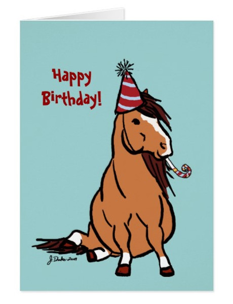 Cowboy Party Pony Birthday Greeting Card