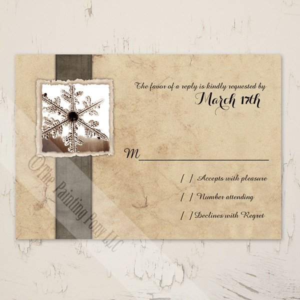 Rustic Snowflake Wedding RSVP card (10 pk)