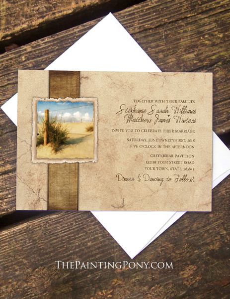 Rustic Beach Sand Vintage Wedding Invitation (10 pk)