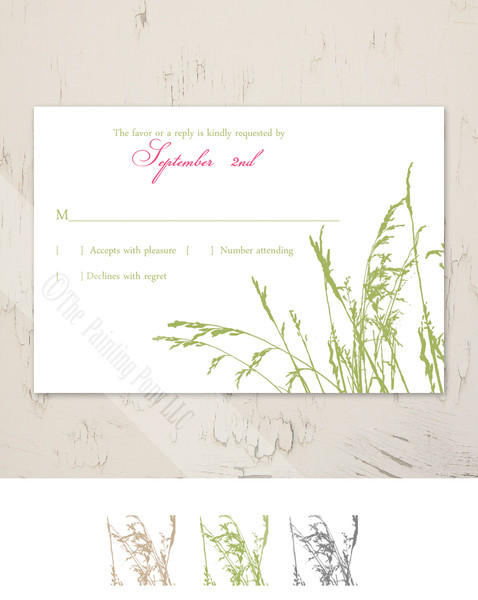 Sea Grass Beach Wedding RSVP card (10 pk)