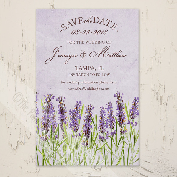 Vintage Lavender Flowers Wedding Save The Date Postcards (25 pk)