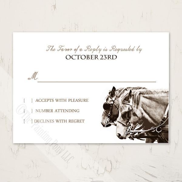 Carriage Horse Equestrian Wedding RSVP card (10 pk)
