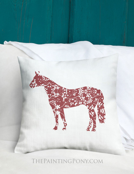 Reversible Country Horse Throw Pillow