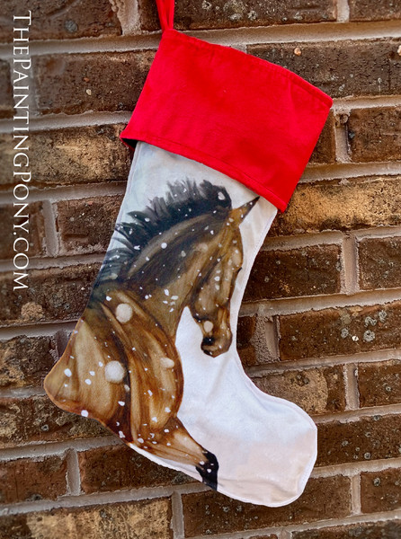 Snowy Bay Horse Head Equestrian Christmas Stocking
