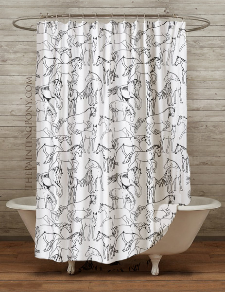 Horses All Over Equestrian Shower Curtain