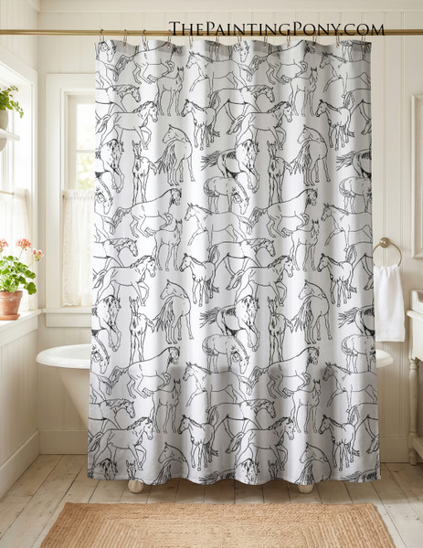 Horses All Over Equestrian Shower Curtain