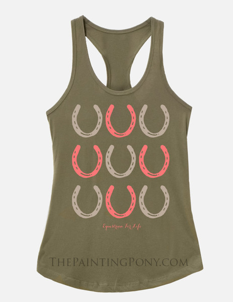 Horse Shoe Pattern Equestrian Racerback Tank Top