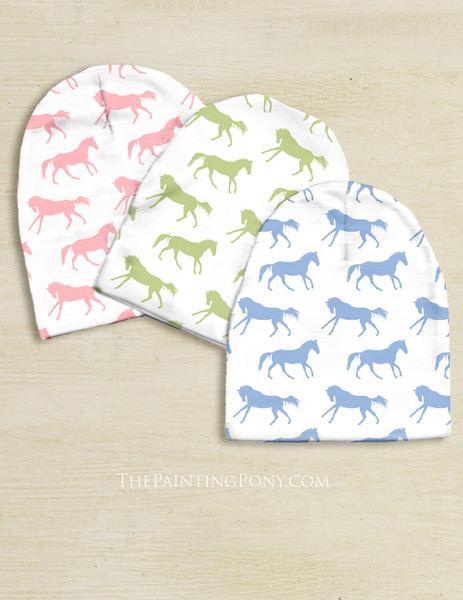 Galloping Horse Pattern Equestrian Baby Beanie Hat