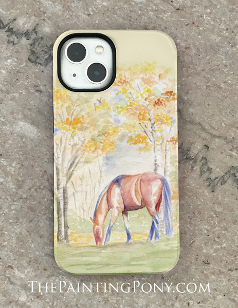 Fall Horse Watercolor Equestrian Phone Case