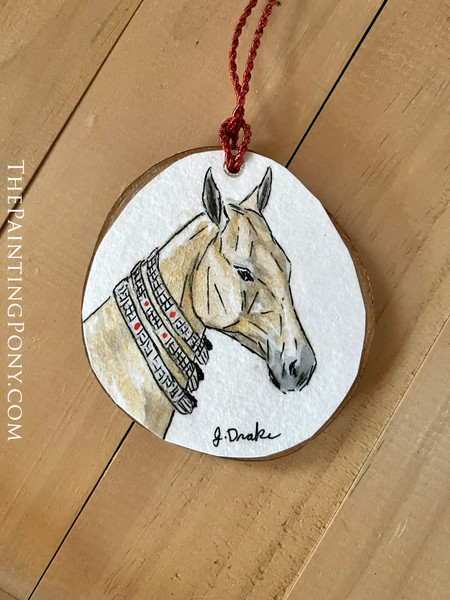 Akhal-teke Horse Head Art ORIGINAL Hand Painted Watercolor Ornament