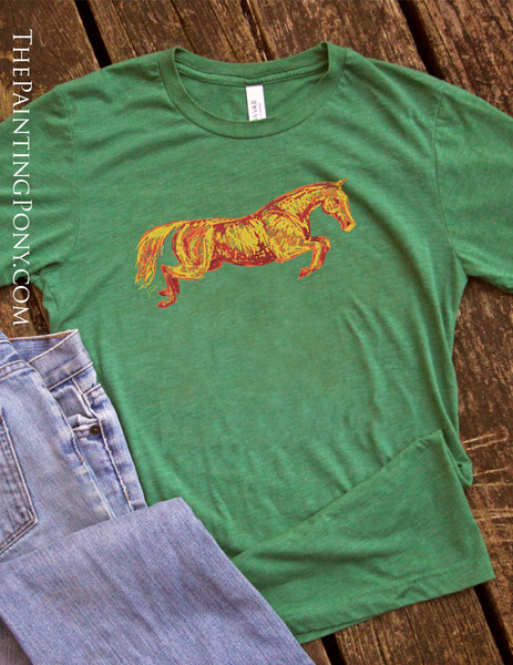 Colorful Jumping Horse Equestrian T Shirt