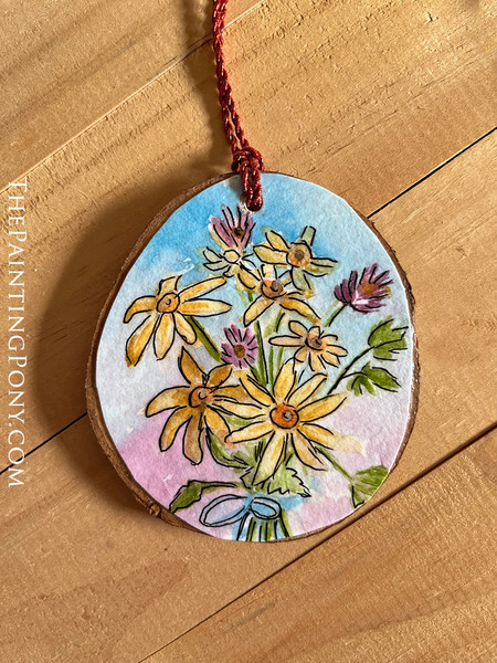 Wildflowers Artwork ORIGINAL Hand Painted Watercolor Ornament