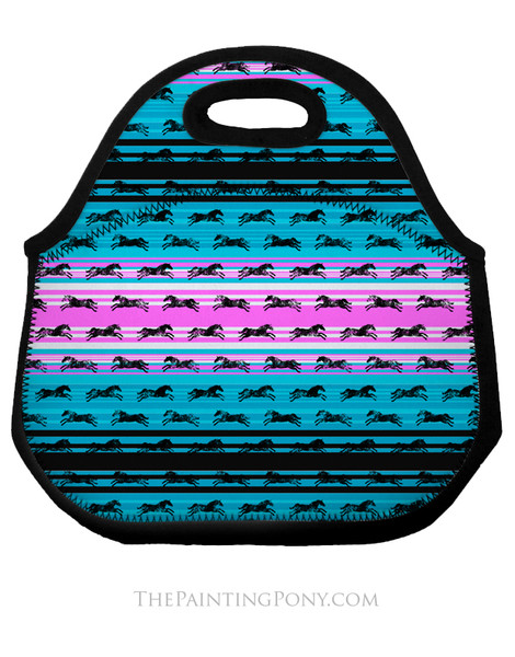 Serape Galloping Horses Pattern Equestrian Lunch Tote Bag