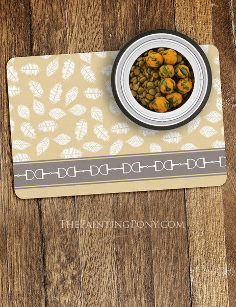 Autumn Snaffle Horse Bits Equestrian Themed Pet Food Mat