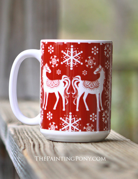 Winter Nordic Horse Lover Equestrian Coffee Mug