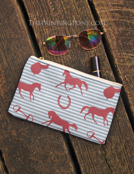 Horse and Saddles Pattern Equestrian Accessory Pouch