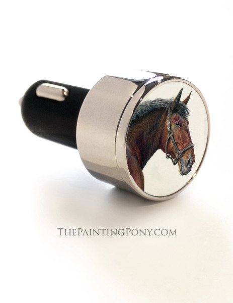 Cleveland Bay Horse Head Art USB Car Charger