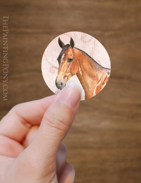 Bay Horse Head Art Equestrian Stickers