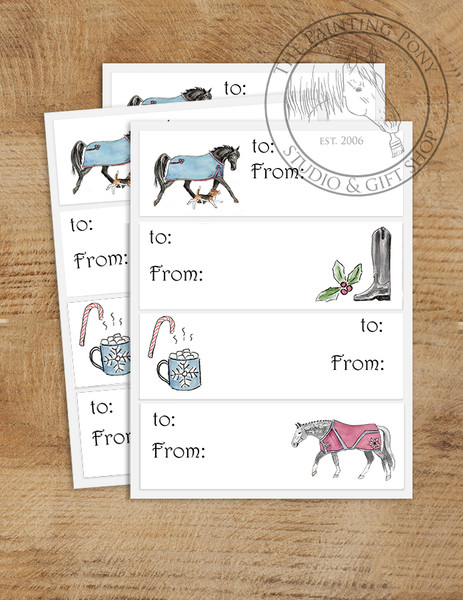 Winter Fun Equestrian Gift Tag Labels