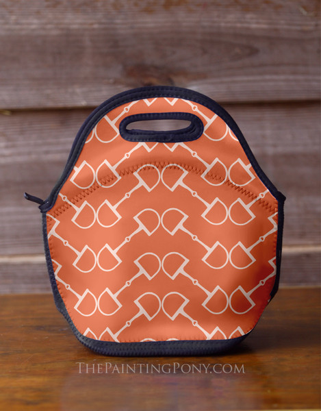 Chevron Horse Bit Pattern Equestrian Lunch Tote Bag (other colors available)