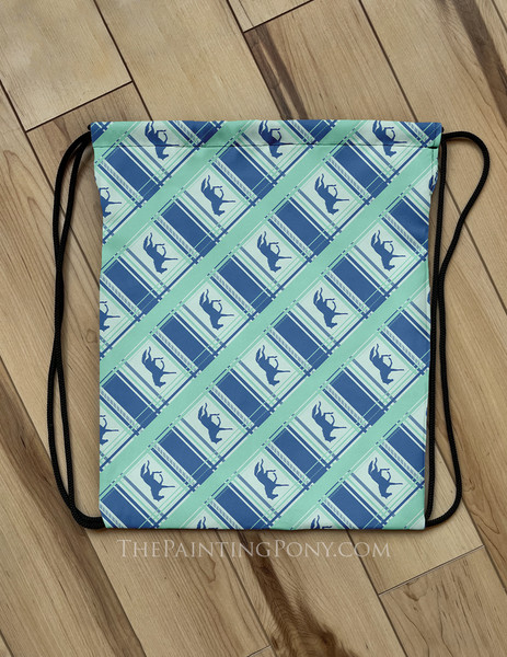 Plaid Horse Pattern Equestrian Drawstring Barn Tote Bag