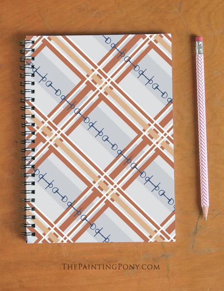 Plaid Horse Bits Pattern Equestrian Spiral Notebook