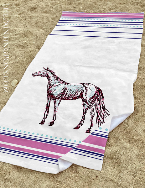 Artsy Horse Lover Equestrian Beach Towel