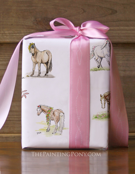 Whimsical Pony Pattern Equestrian Gift Wrapping Paper