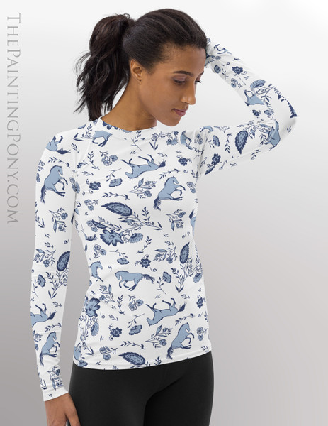 Country Floral Horse Pattern Equestrian Sun Shirt