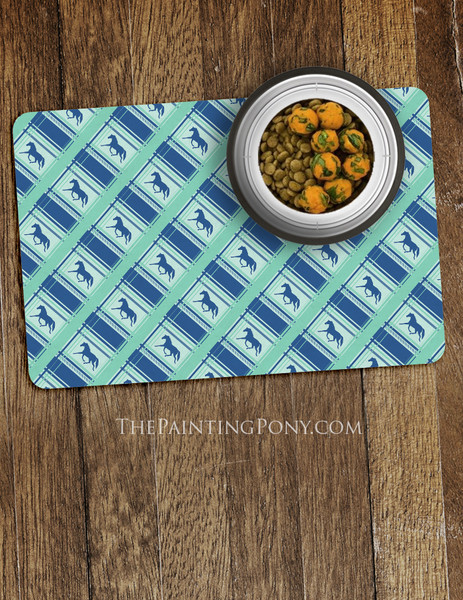 Plaid Horse Pattern Pet Food Mat