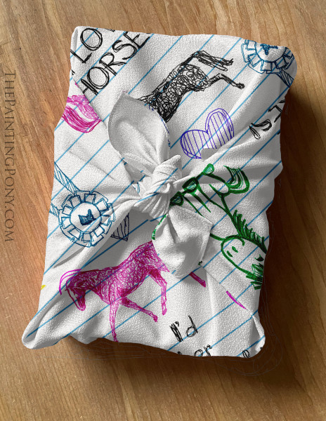 Horse Lover Day Dream Doodles Furoshiki Fabric Gift Wrap