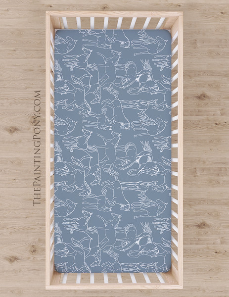 Horses All Over Equestrian Pattern Baby Crib/Changing Pad Sheet (Other Colors Available)