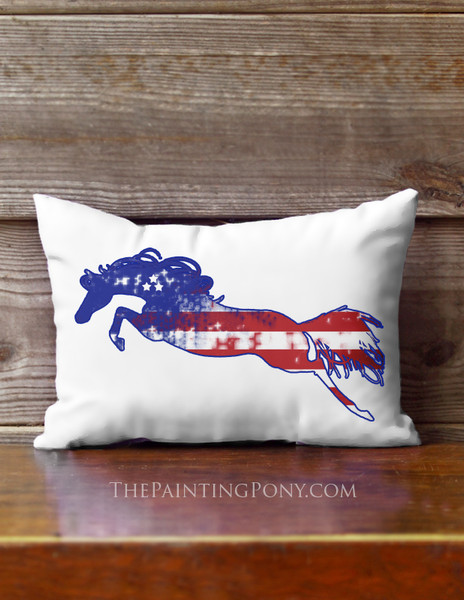 Liberty Horse Patriotic Equestrian Accent Pillow