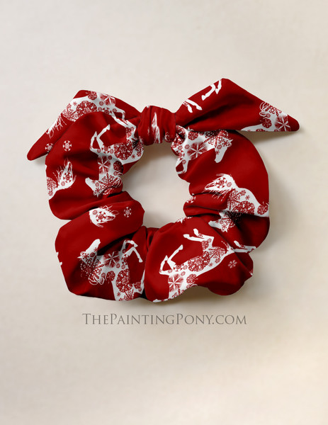 Snowflake Horse Equestrian Christmas Scrunchie Hair Tie