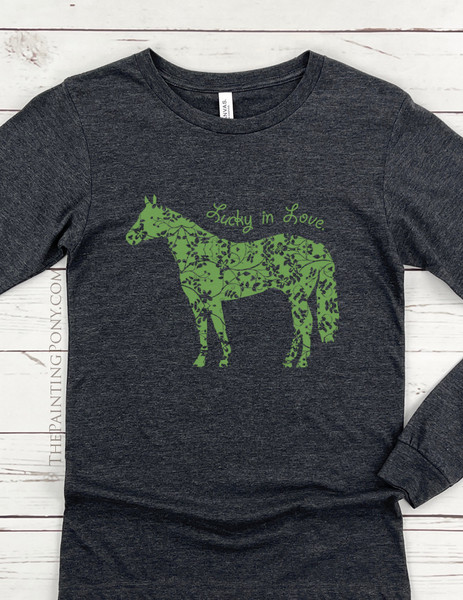 Lucky in Love With Horses Equestrian Long Sleeve Tee