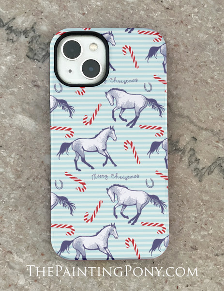 Christmas Candy Canes and Ponies Equestrian Phone Case