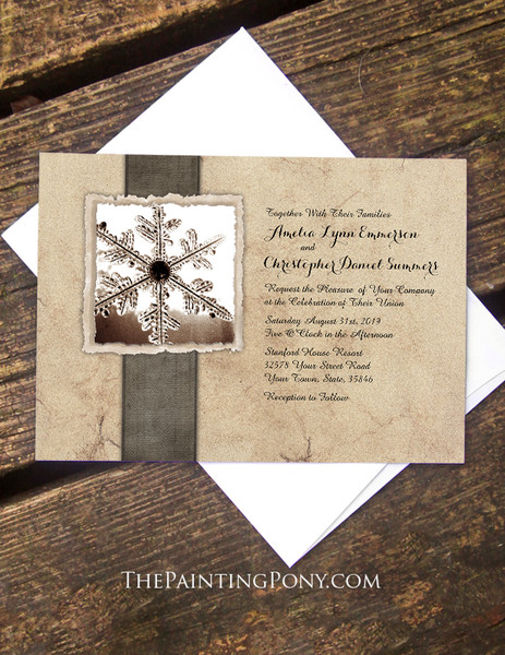 Rustic Snowflake Wedding Invitation (10 pk)