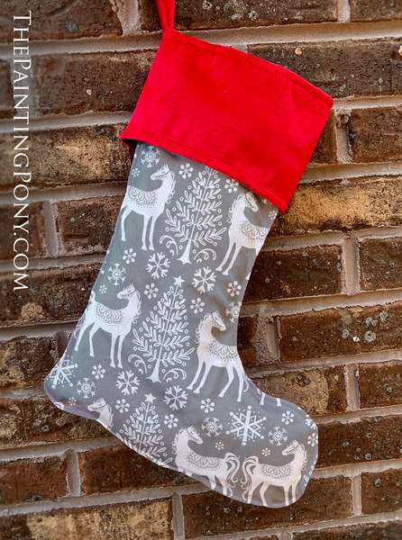 Winter Horse Pattern Equestrian Christmas Stocking