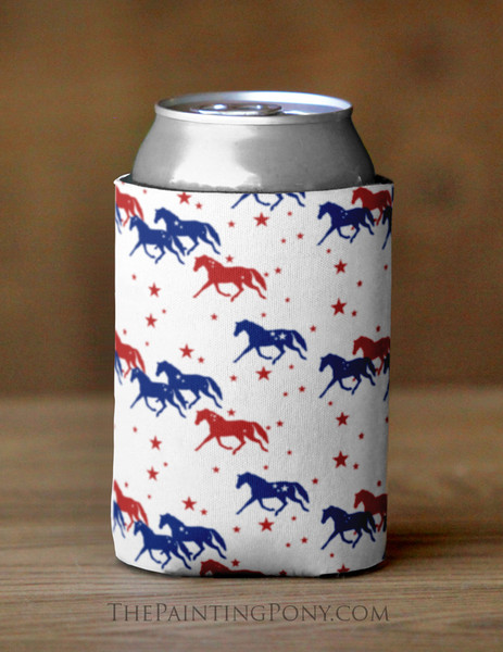Stars and Horses Pattern Equestrian Can Cooler