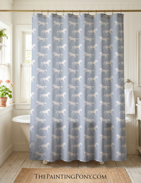 Galloping Horse Pattern Equestrian Shower Curtain
