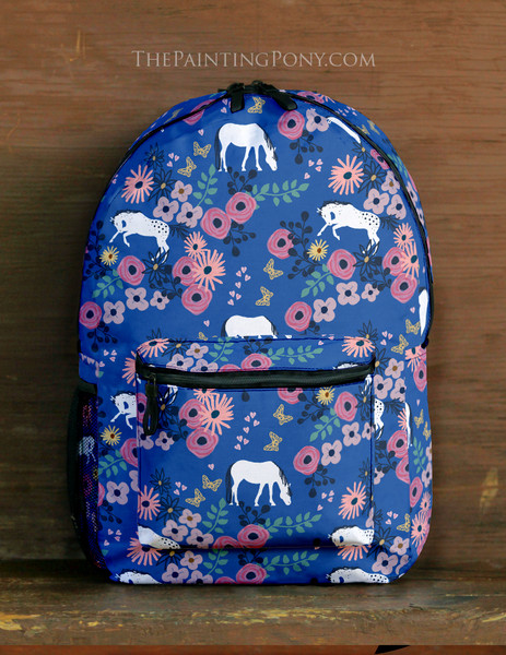 Pony Garden Pattern Equestrian Backpack